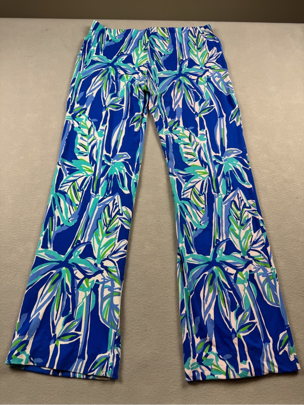 Lilly Pulitzer Georgia May Beach Pant Tropical Palazzo Wide Leg Large Blue Green - Picture 2 of 14